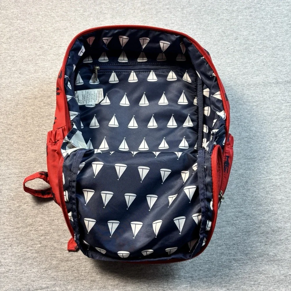 JuJuBe MiniBe Backpack Cape Cod Nautical Lobsters & Sailboats Diaper Bag Red